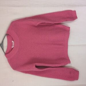 No Boundaries Bright Pink Ribbed Cropped Sweater Size Small